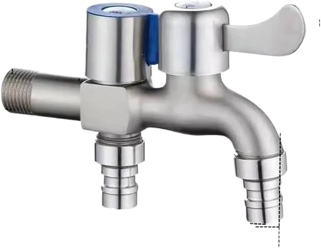 Stainless Steel Faucet Double Outlet Dual Control Water Tap One in Two Out Faucet 1/2" Bidet Faucets Bathroom Accessories