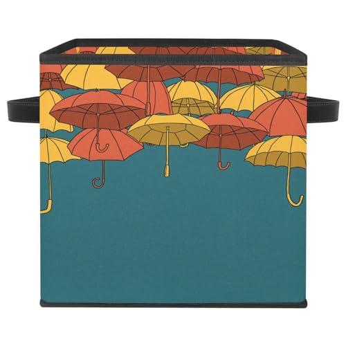 Boîte de rangement pliable cube imprimé parapluie avec poignées solides - 2