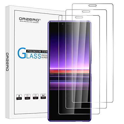 (3 Pack) Orzero for Sony Xperia 1 Tempered Glass Screen Protector, 2.5D Arc Edges 9 Hardness HD Anti-Scratch Bubble-Free (Lifetime Replacement)