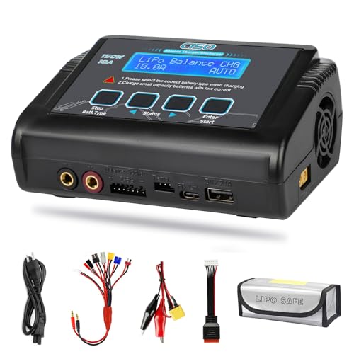 LiPo Battery Charger, 150W 10A RC Balance Fast Battery Charger Discharger for 1S-6S LiPo/Li-ion/Life/LiHV Battery 1-15S NiMH/NiCD PB Smart Batteries RC Car Drone