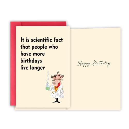 xiangqiankan Humorous Science Themed Birthday Card - 'More Birthdays Live Longer' Design, Fantasy Happy Birthday Greeting for Anyone,Ideal Gift for Men & Women