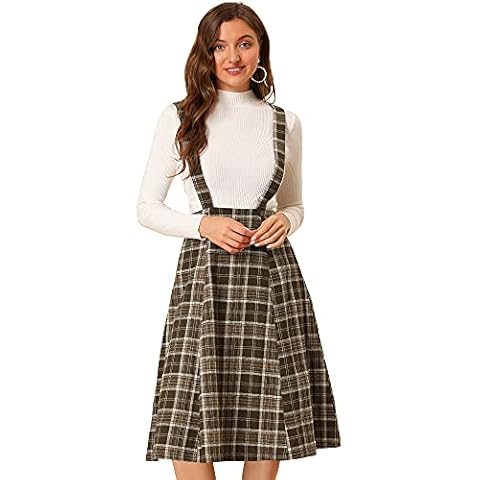 Allegra K Falda Midi de Tartán Vintage para Mujer Cover