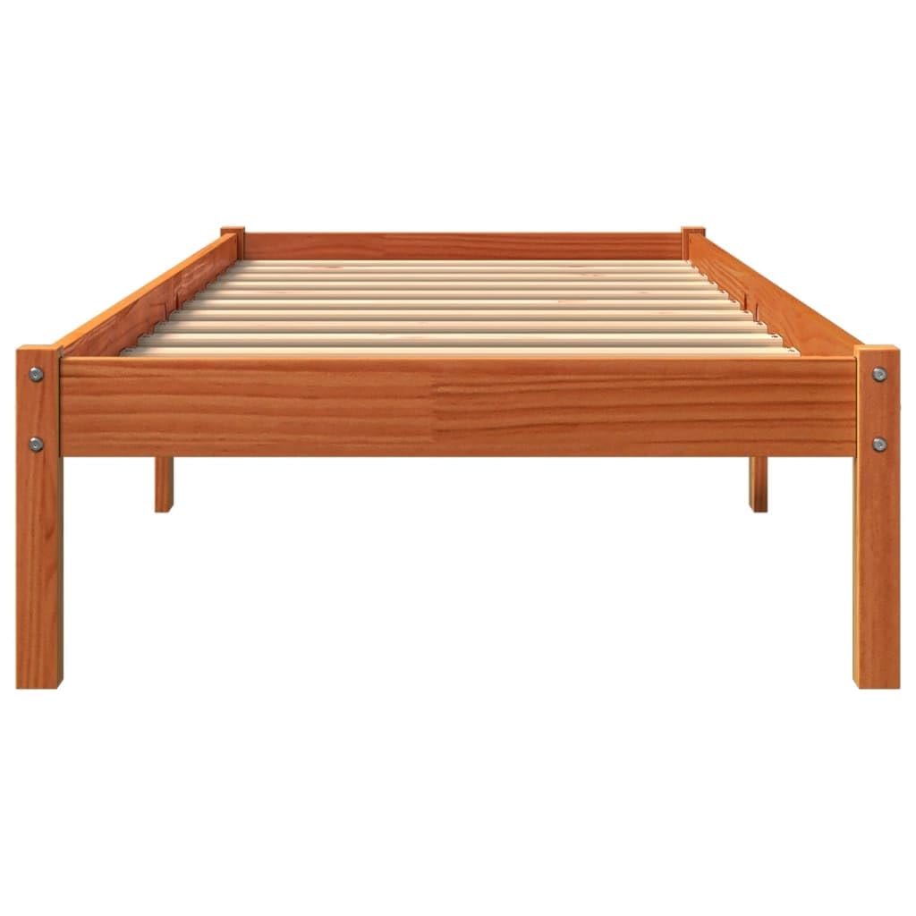 vidaXL Estructura de Cama, Somier de Listones de Invitados, Armazón de Cama, Mueble para Dormitorio, Madera Maciza de Pino Marrón Cera 100x200 cm