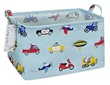 FANKANG Storage Bins, Nursery Hamper Canvas Baby Shower Basket Laundry Basket Foldable with Waterproof PE Coating Large Storage Baskets for Kids, Office, Bedroom, Clothes,Toys (Rec-Car)
