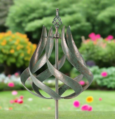 Roseland wind sculpture spinner (Verdigris with gold brush)