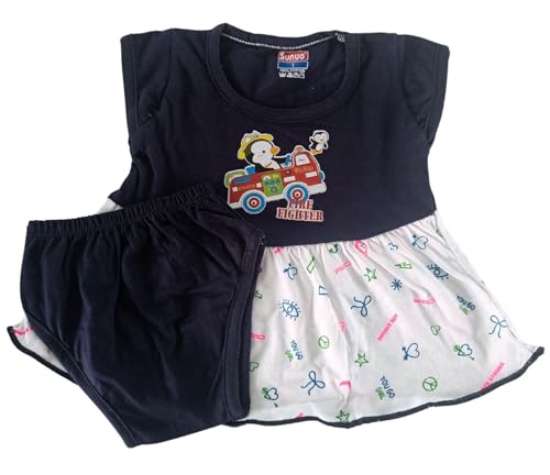 Image of Baby Girl Cotton A-Line Frock with Pant Combo (Pack of 3)