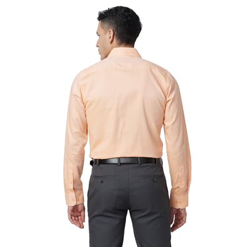 Image of Raymond Men Pure Cotton Slim Fit Structure Pattern Semi Cut Away Collar Formal Shirt