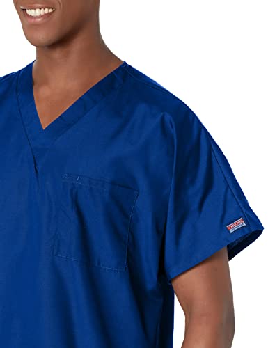Image of Cherokee Scrubs for Women and Men Unisex V-Neck Tunic Nursing Scrub Top with Chest Pocket, Tuckable Durable Fabric - 4777 | 1 Chest Pocket For Essentials, Traditional Fit, Durable Construction, Comfortable Knit Details, Easy Care, Tuckable Style