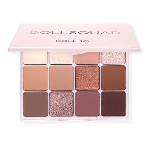 Doll 10 Doll Squad Palette - 12 Long-Wear Eyeshadows - Matte & Shimmery - Vibrant, Neutral Shades for All Skin Tones - Talc & Cruelty Free