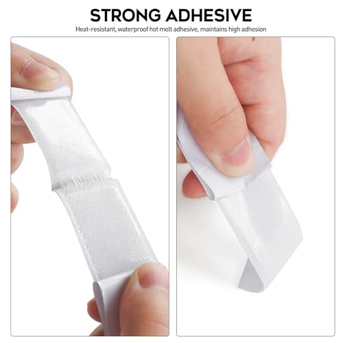Image of MAXECHO 33Ft x 1 Inch Hook and Loop Tape with Adhesive Backing, Heavy Duty Double Sided Adhesive Strips, Strong Sticky Strips Rolls for Home, Office, School, Car, and Crafting Projects, White