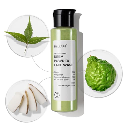 Image of Brillare Neem Powder Face Wash Fights Acne, Pimples & Blemishes 100% Natural & Zero Chemical Face Wash for men and women