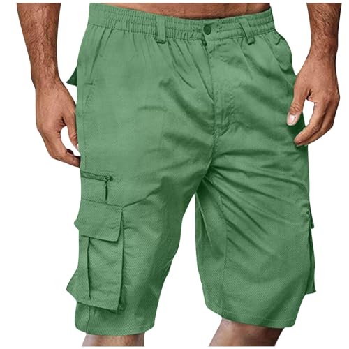 Image of Cargo Shorts for Men,Summer Casual Elastic Waist Big Tall Baggy Shorts Lightweight Hiking Short with Multi Pockets