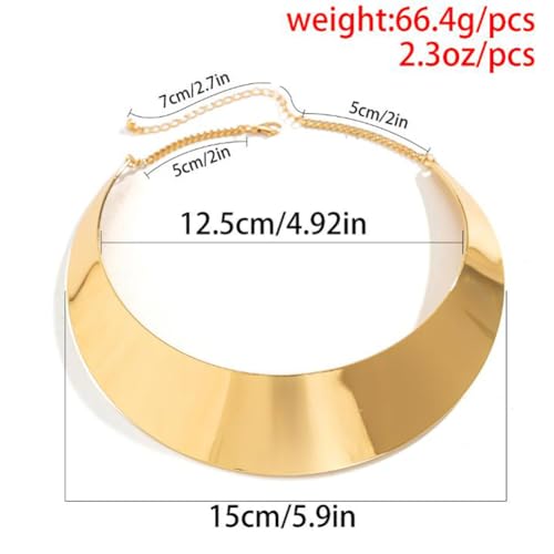 Chunky Gold Necklace Big Statement Chunky Necklace for Women African Tribe Wide Metal Choker Necklaces Jewelry4