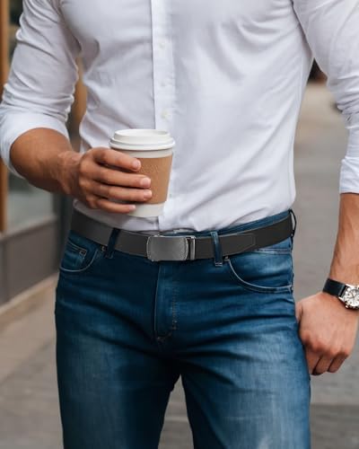 Image of CHAOREN Mens Belt Leather Ratchet Belt - Customizable Fit, Effortless Style (35mm)
