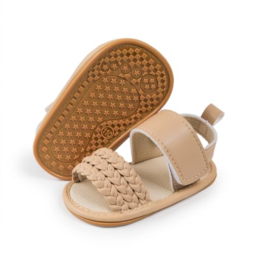Image of HsdsBebe Baby Girls Sandals Bohemia Flower Bow Soft Sole Toddler First Walkers Beach Summer Shoes