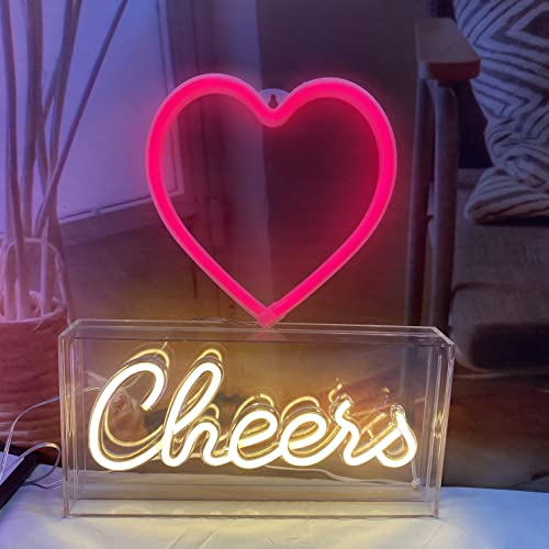 Qiaofei Heart Neon Signs Neon Lights Led Romantic Art Decorative Lamp, Wall Decor Studio Party Kids Room Living Room Wedding Party Table Decoration (Red) #TOP1