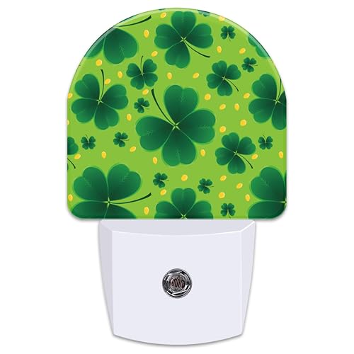 Image of Saint Patricks Day Clover Night Light for Kids,St. Patrick's Day Shamrock Plug in Night Light with Dusk to Dawn Sensor, 0.5w Energy Saving Nightlight for Hallway Stairway Kitchen Bedroom