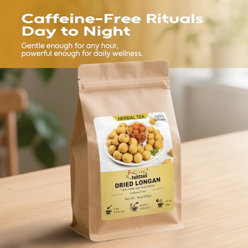 image for FullChea - Dried Longan, 9oz/256g – Whole Dried Longan Fruit for Tea