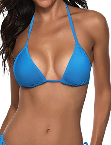 Image of Suvimuga Women's Triangle Bikini Top Push up Padded Halter String Bathing Suits Top