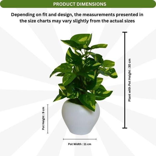Image of fancymart Artificial Plant Leaves in Apple Pot (30 cm Height) | Small Potted Plant for Office Desk | Home Decor for Living Room | Cafe & Restaurant Table Decoration