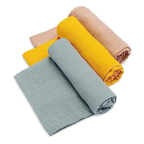 Parker Baby Swaddle Blankets - 3 Pack of 100% Cotton Muslin Swaddle Blankets for Baby Boys and Girls - Unisex/Gender Neutral - Dune Set Cover