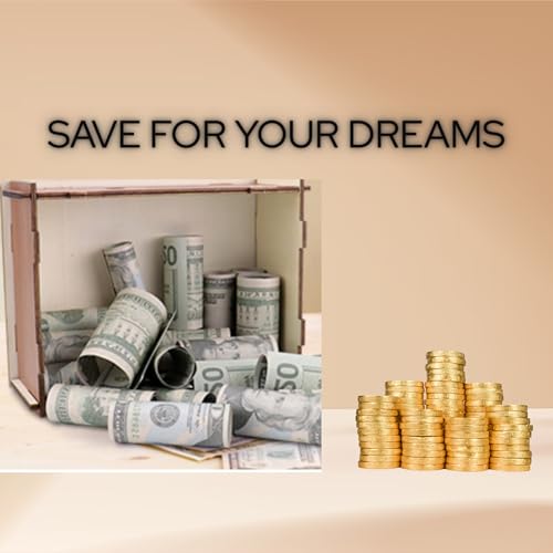 10000 Savings Challenge Box, 10K Smash Money Box with Countdown to $10000 $5000 $3000 $1000 Targets, TenkayBox, Tenkai Box, Wooden Kakeibo Cashbox, Ten Kay Box