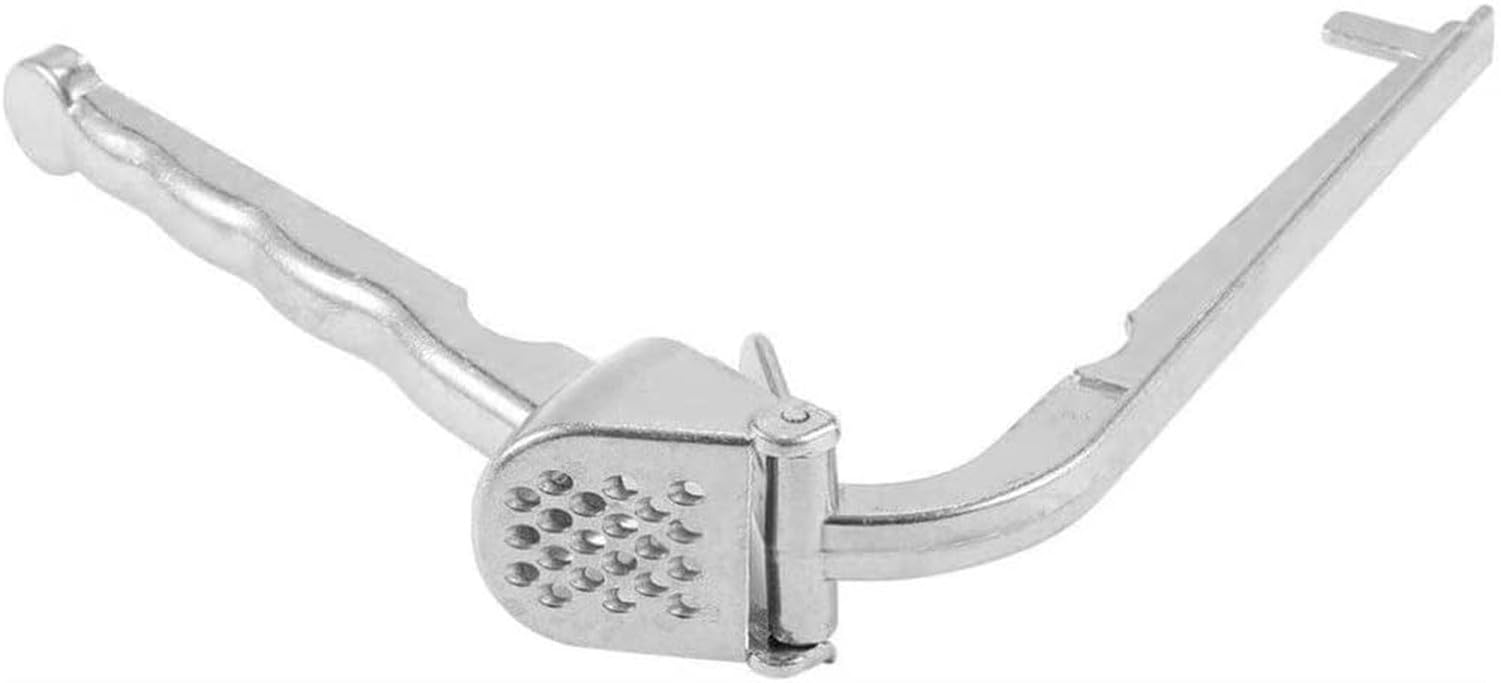 Knoblauchpresse Ingwerpresse, manueller Knoblauchzerkleinerer, Aluminiumlegierung, Anti-Rutsch, zum Pressen von Knoblauchzehen und Zerkleinern von Ingwer, kein, Silver, 6.1in