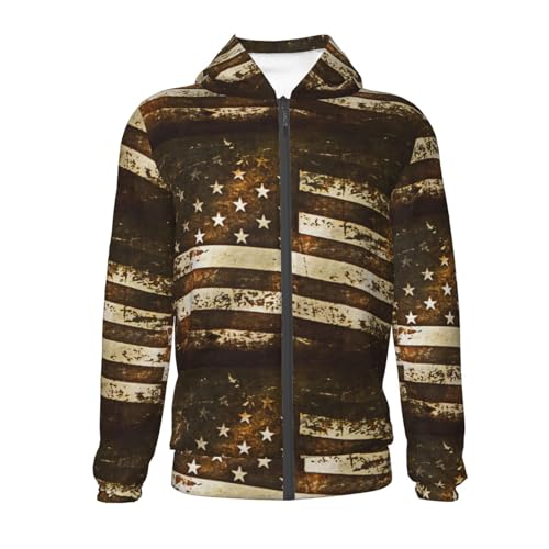 American Antique Flag1 Kids Pullover Hoodies Boys Zip Up Sweatshirts Girls Athletic Clothes with Pocket2