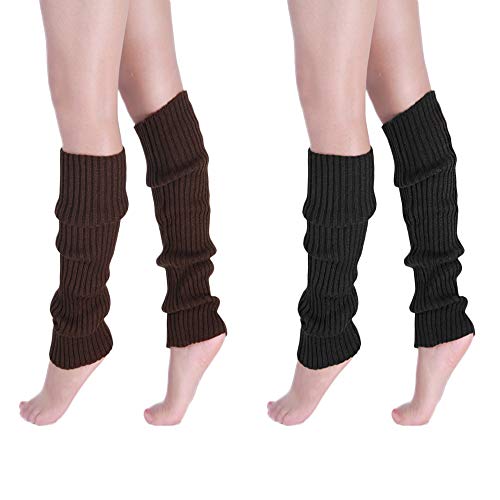 2 Pair Leg Warmers,Women Girls Boots Cuff Warmer Ribbed Stretch Knee Leg Socks