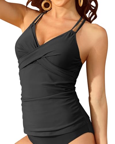 Daci Tankini Swim Tops for Women - Tummy Control Bathing Suit Swimwear Top Only V Neck No Bottom4