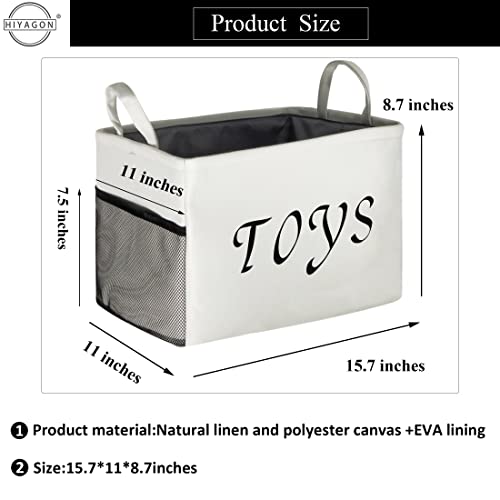 Image of Rectangular Nursery Storage Basket, Canvas Organizer, Large Kids Storage Box Hamper for Children's Toys, Books, Boys and Girls Gift Basket