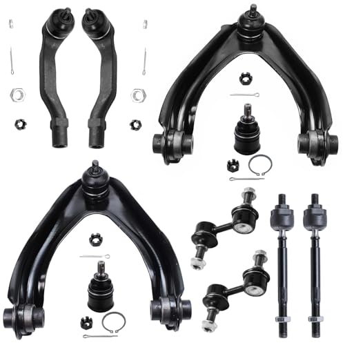 Image of Detroit Axle - Front 10pc Suspension Kit for 1997-2001 Honda CR-V 1998 1999 2000, 2 Upper Control Arms, 2 Lower Ball Joints, 4 Inner & Outer Tie Rods, 2 Sway Bar Links CR-V Replacement