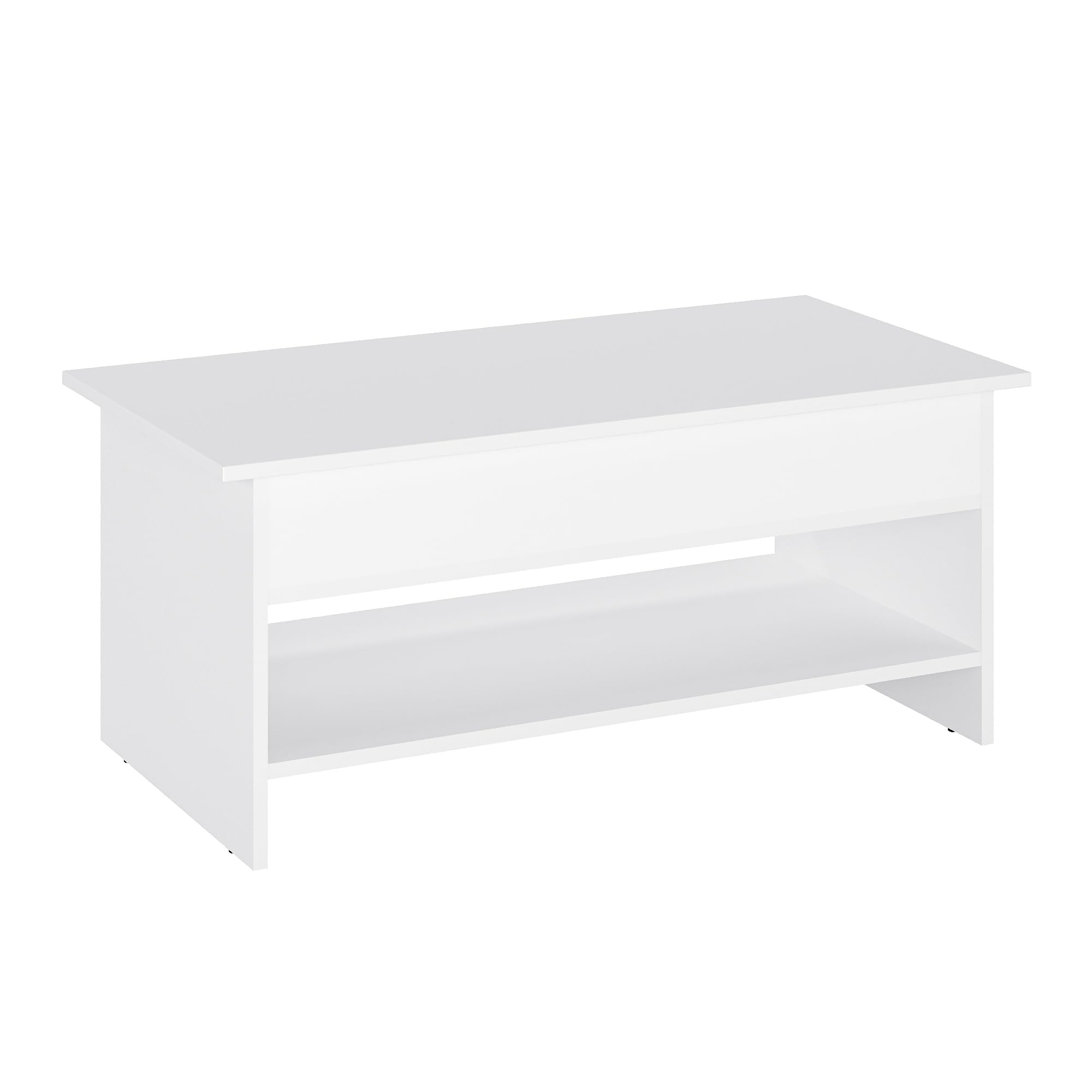 KOMTO Stolik Kawowy z Podnoszonym Blatem – Nowoczesna Ława Kawowa do Salonu ze Schowkiem, Stolik do Kawy regulowany z funkcją podnoszenia Biały |Tokyo 98,4 x 50,4 x 48 cm
