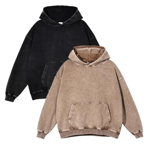 Men's Oversized Acid Wash Hoodie Baggy Pullover Sweatshirt Streetwear Mens Fashion Hoodies Casual Wear