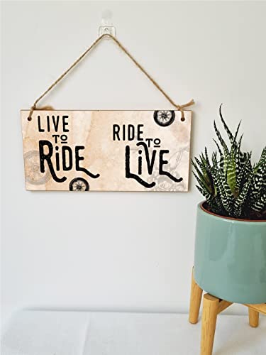 The Plum Penguin Handmade Wooden Hanging Wall Plaque Ride to Live Motorbike Enthusiast Bike Harley Decorative Sign Man Cave Garage - Image 2