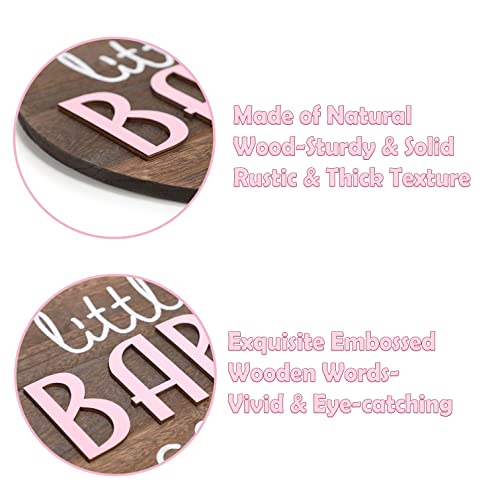 Little Man Babe Cave Door Sign Wooden Round Kids Baby Wall Plaques For Little Boys Girls Nursery Natural Wood Wall Art Toddler Bedroom Living Room Rustic Hanging Farmhouse Woodland Playroom Tent Décor (Girl Pink) #TOP3