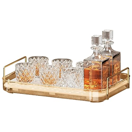 Seoneiro Whiskey Tray and Glass Cup Rack with Drain Board, Mug Holder and Coffee Cup Organizer for Kitchen and Bathroom Countertop