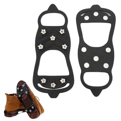 YIPFEN 1 paire de crampons anti-dérapants pour bottes - Pointes en acier inoxydable, protection contre le glissement sur glace et neige, facile à enfiler,...