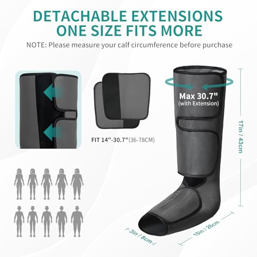 Image of Nekteck Leg Compression Massager with 2 Size Extensions for Circulation | 2 Modes, 3 Intensities, FSA Eligible HSA Foot and Calf Massager, Relieve Pain Edema Swelling, Massage Tools for Men Women