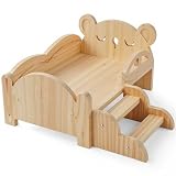 BABESIDE Baby Doll Bed for 10-12 Inches Dolls, Wooden Baby Doll Crib, Bear Sytle Baby Doll Sleep Bed fit Newborn Dolls Boys&Girls