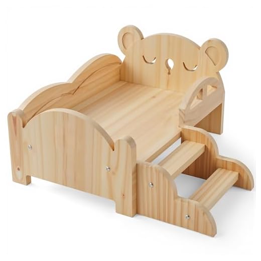 BABESIDE Baby Doll Bed for 10-12 Inches Dolls, Wooden Baby Doll Crib, Bear Sytle Baby Doll Sleep Bed fit Newborn Dolls Boys&Girls