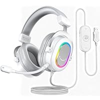 FIFINE Gaming Headset mit Mikrofon, Over Ear Kopfhörer mit Kabel, USB Headset für PC PS4 PS5, RGB Headphone mit 3 EQ-Modi, Surround Sound und Ohrpolster
