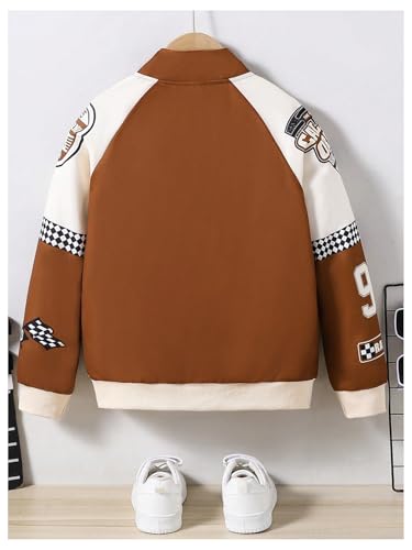 Boy's Graphic Color Block Motorcycle Jackets Full Zip Long Sleeve Athletic Sports Outerwear2