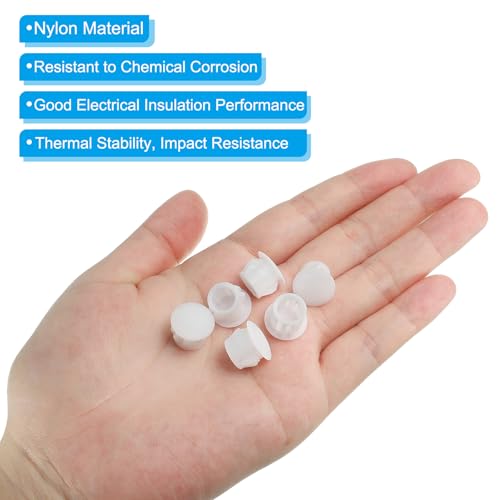 Image of PATIKIL Hole Plugs Plastic, 100 Pcs 10mm(3 /8 inch) Screw Bumper Hole Plug Flush Snap Type Round Hole Cover Caps for Round Holes Cabinet Furniture Kitchen, White