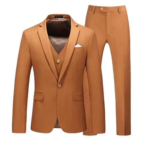 Men 3 Piece Business Wedding Party Fashion Slim Single Breasted Jacket Vest Pants