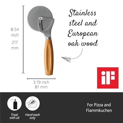 Image of Boska Stainless Steel Pizza Cutter - Oslo Multifunctional Pizza Wheel Cutter - Handheld Food Slicer - Silver Non-Stick Roller - for Kitchen Cooking