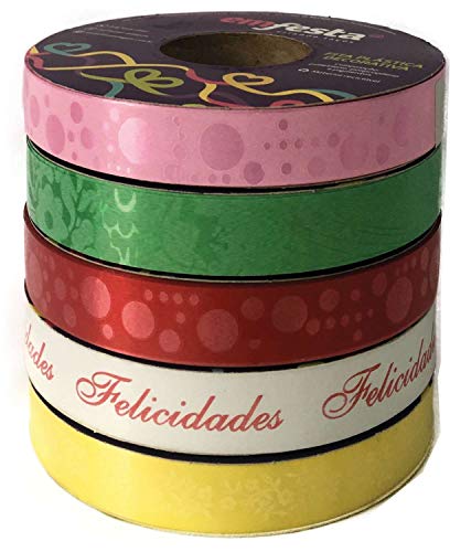 Emfesta FF04FAN, Fita Poli Decorada, 15 x 50 m, Fantasia, Multicolor, Pacote de 5