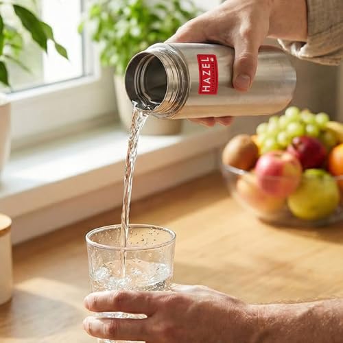 Image of HAZEL Stainless Steel Water Bottle, 700ml | Single Wall Fridge Bottle | Leak-Proof & Lightweight Metal Flask for Office, School, and Gym
