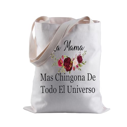 BLUPARK Mexican Mom Shopping Bag Mother's Day Gift La Mama Mas Chingona De Todo El Universo Shoulder Bag For Spanish Mom