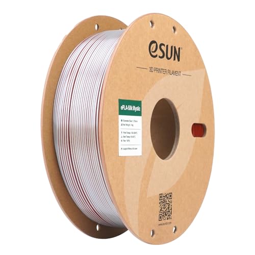 Image of eSUN Silk Mystic PLA Filament 1.75mm, Shiny Silk Three Color Co Extrusion 3D Printer Filament, 1KG (2.2 LBS) Spool 3D Printing Color Change Filament for 3D Printers,Gold Silver Copper